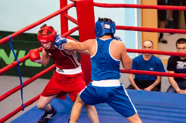 Fight boxers, Orenburg, Russia — Stock Photo, Image