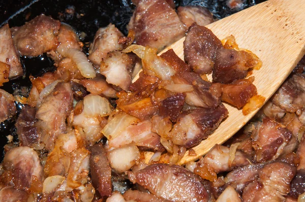 Vaření Smažené maso — Stock fotografie