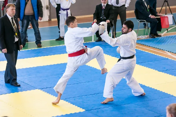 Los chicos compiten en karate —  Fotos de Stock