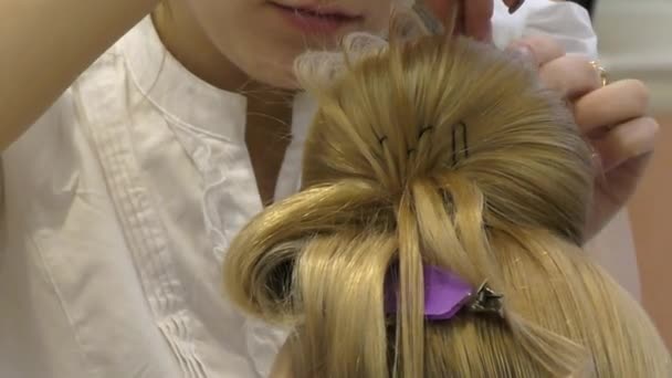 Coiffeur fait coiffure femme — Video