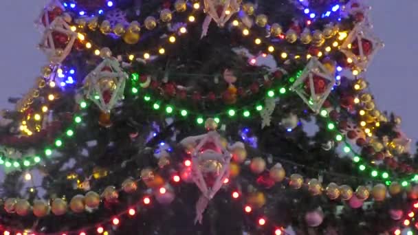 Die Lichter am Weihnachtsbaum — Stockvideo