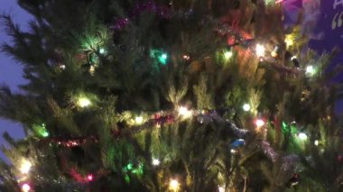 Yılbaşı arifesinde Noel ağacındaki ışıklar