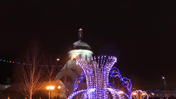 Iluminación de la ciudad de Navidad — Vídeo de stock