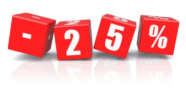 Beyaz bir % 25 indirim küpleri