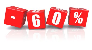 Beyaz bir % 60 indirim küpleri