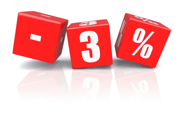 3% discount cubes on a white — Stock Photo, Image