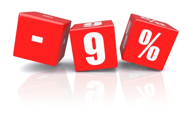 9% discount cubes on a white — Stock Photo, Image