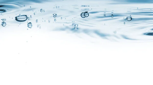 Water Blauwe Golf Achtergrond Luchtbellen Helder Water Vloeistof — Stockfoto