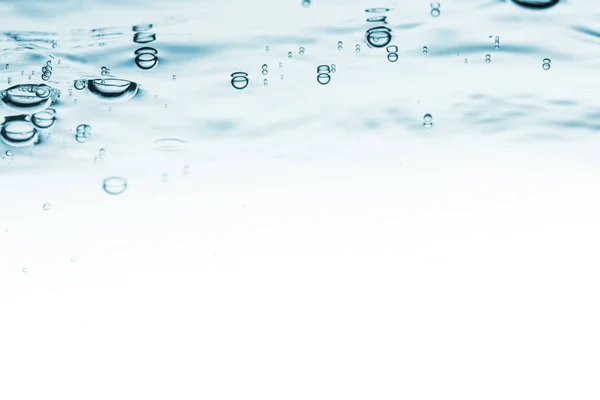 Water Blauwe Golf Achtergrond Luchtbellen Helder Water Vloeistof — Stockfoto