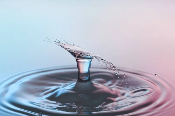 Salpicadura Onda Colisión Dos Gotas Que Caen Agua — Foto de Stock