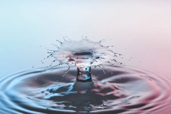 Botsing Rimpel Plons Van Twee Druppels Vallen Het Water — Stockfoto