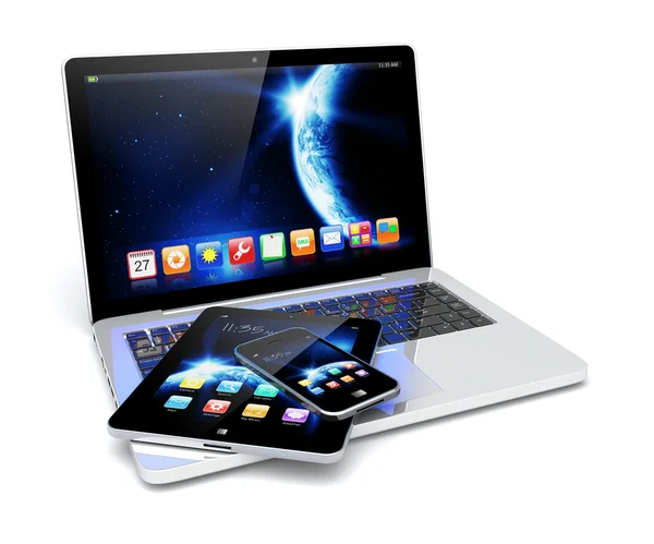Laptop, tablet pc and smartphone — Stock Photo, Image