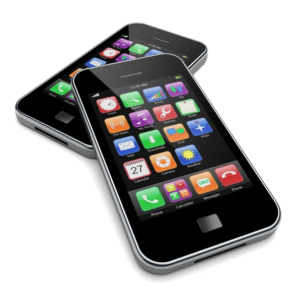 Akıllı telefonlar üzerinde beyaz bir — Stok fotoğraf