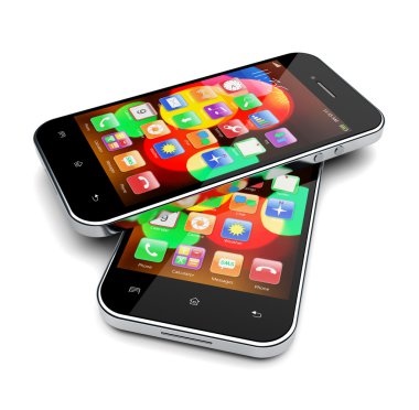 Akıllı telefonlar üzerinde beyaz bir