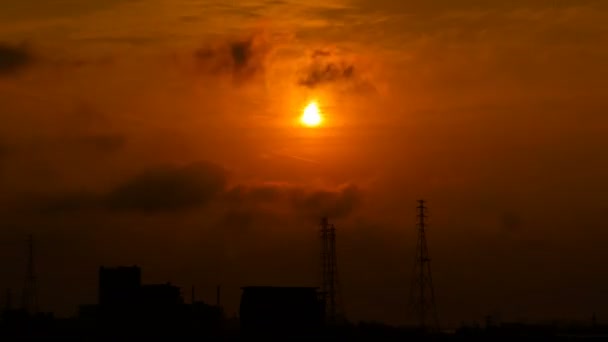 Час проміжок видом на горизонт міста Бангкок при сходом сонця, Таїланд, 4 к — стокове відео