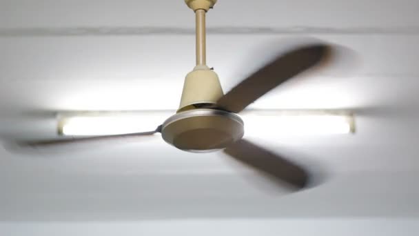 Old Style Ceiling Fan Spins On High Setting With Light Stock