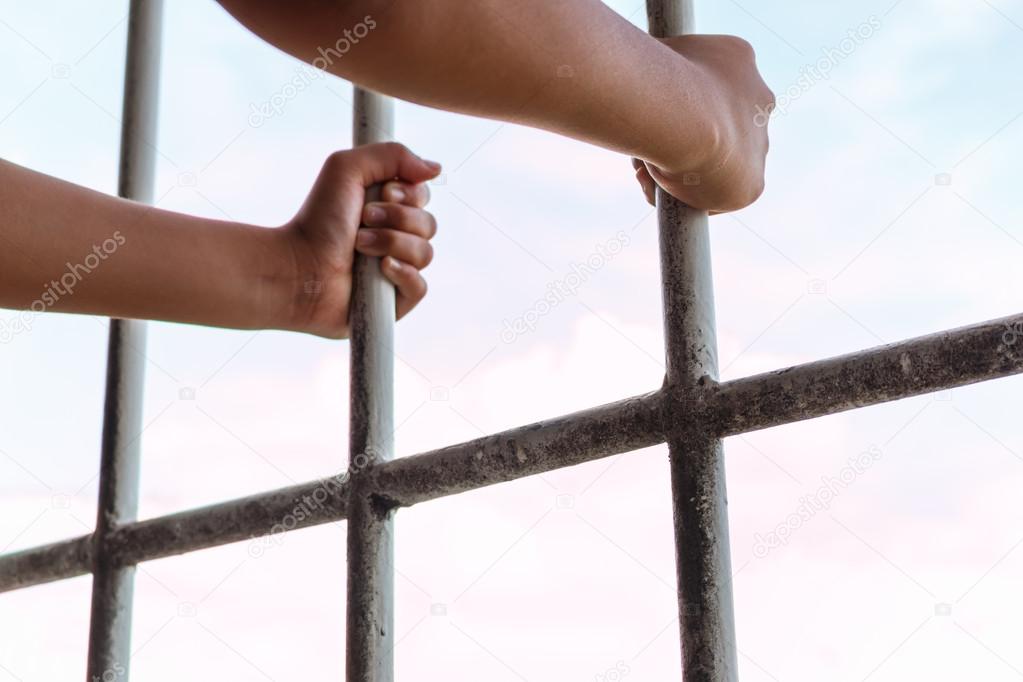 Prisoner holding bars in the jail
