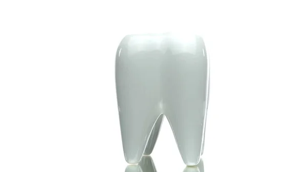 Groot gezond keramisch 3D tand model roteren op witte achtergrond — Stockfoto
