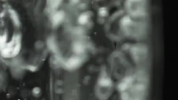 Video vertical În ceainic cu pereți transparenți de sticlă apa fierbe. Fundul inoxidabil. Macro shot — Videoclip de stoc