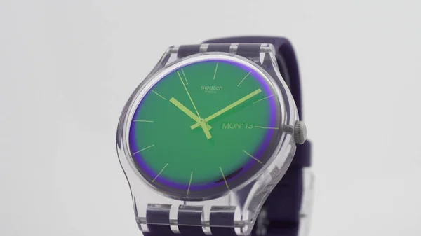 Biel, Switzerland, 1.11.2020 Swatch fashion plastic watch ticking isolated — Stock Photo, Image