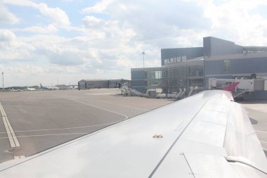 Vilnius, Lietuva, 1.09.2020 - Vilnius havaalanı manzarası