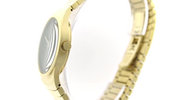 London, UK, 01.11.2020: Calvin Klein womens fashion watch rotating on stand — Stock Video