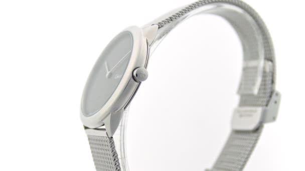 London, UK, 01.11.2020: Calvin Klein womens fashion watch rotating on stand — Stock Video