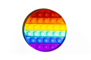 Pop It anti-stress Fidget oyuncakları, renkli gökkuşağı oyunu izole edilmiş beyaz arka plan