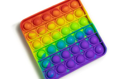 Pop It anti-stress Fidget oyuncakları, renkli gökkuşağı oyunu izole edilmiş beyaz arka plan