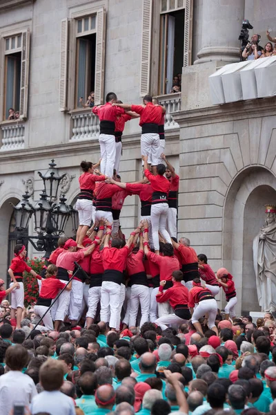 Барселона, Испания, 22 сентября 2019 - Castells performance on Fiesta la Merce — стоковое фото