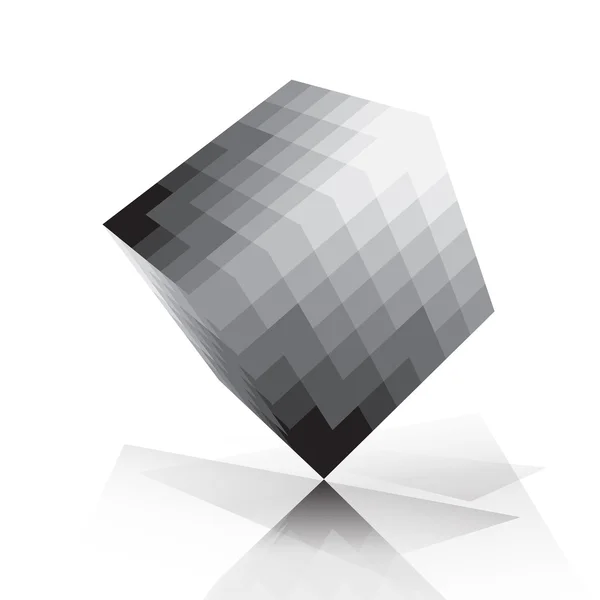 Estilo pixelado cubo 3D — Vetor de Stock