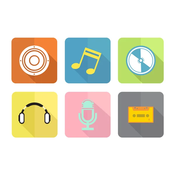 Música plana icono conjunto — Vector de stock