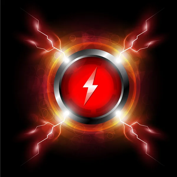 Energy button with electric spark — Stock Vector