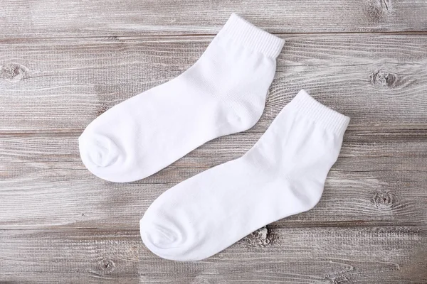 Twa Ein Paar Klassische Baumwollsocken Auf Holzgrund — Stockfoto