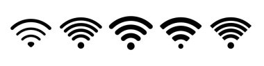 Wifi simgesi ya da sinyal dalgasının wi fi sembolü, ücretsiz halka açık internet erişim sıcak noktasının vektör logosu