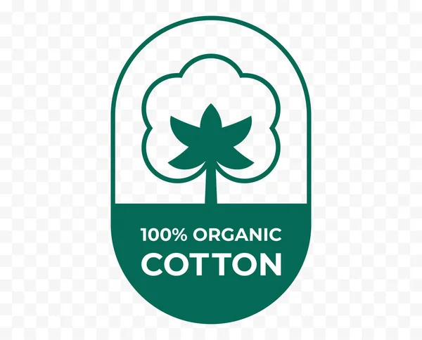 Ícone Algodão Logotipo Tecido Orgânico Natural 100 Algodão Certificado Qualidade — Vetor de Stock