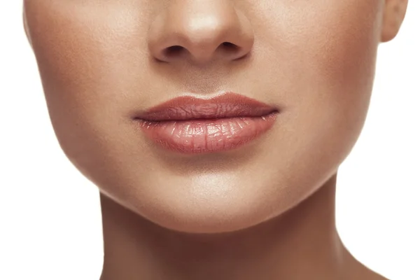 Lips of woman with natural make up — Stock Photo, Image