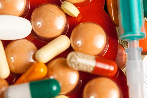 Un montón de medicinas en la foto de cerca —  Fotos de Stock