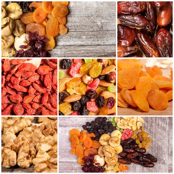 Collage of different type of dry fruits and nuts