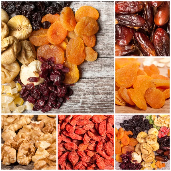 Collage of different type of dry fruits and nuts