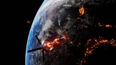 Bilim uzay gemisi dünyanın üzerinde yüzüyor.
