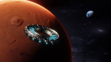 Mars, Dünya ve uzay gemisinin görüntüsü