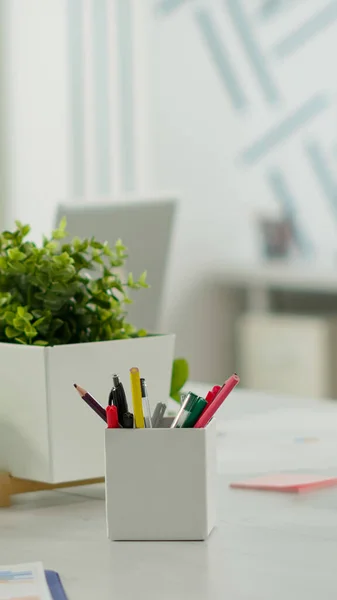 Empty start up business office, cozy light company room with conference table — Stock Photo, Image