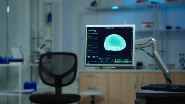 Laboratório neurológico vazio modernamente equipado com ninguém nele — Vídeo de Stock