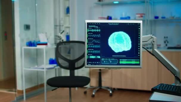 Laboratório médico sem ninguém preparado para investigar as funções cerebrais — Vídeo de Stock