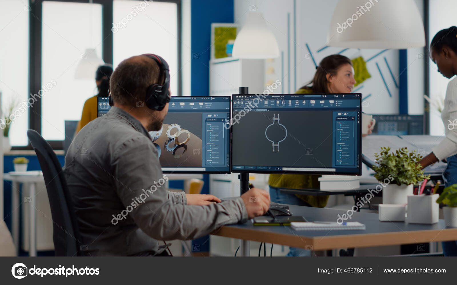 Engineer Working On Pc Screen Showing Cad Software With 3d Components Stock Photo By C Dragoscondreaw