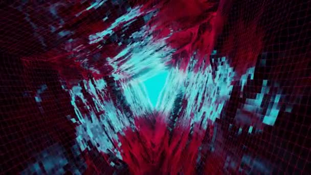 Абстрактные винтажные ретро-полигоны в бесшовной туннельной петле — стоковое видео