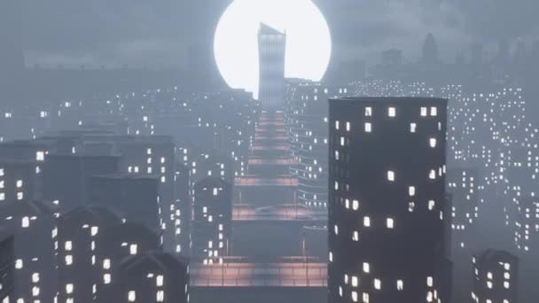 Luchtfoto van stedelijk futurisme skyline stad — Stockvideo