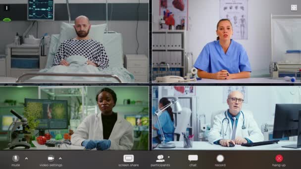 Montáž lidí souvisejících s vědou, medicínou a nemocničním oddělením při pohledu do kamery, s úsměvem — Stock video