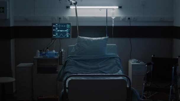 Пустой реанимационный кабинет как больничная палата — стоковое видео